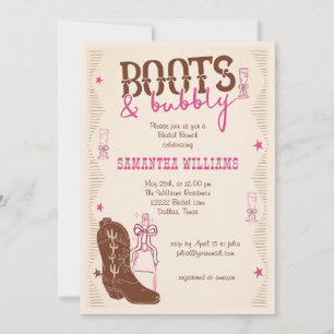 Boots & Bubbly Western Cowgirl Bridal Shower Invitation