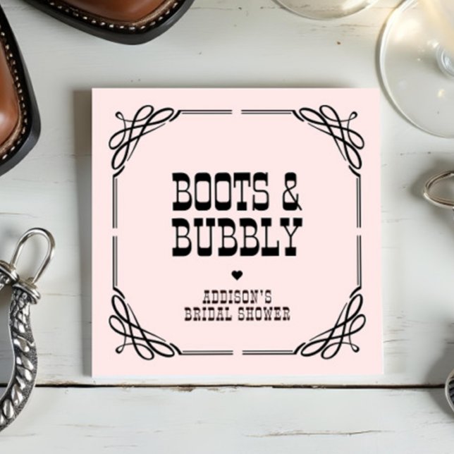 Boots & Bubbly Western Cowgirl Bridal Shower Napkin (Creator Uploaded)