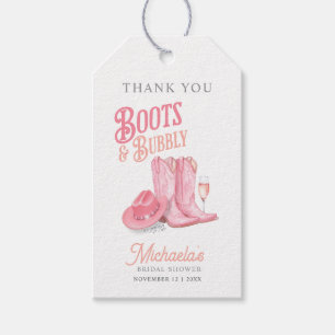 Boots & Bubbly Western Cowgirl Pink Bridal Shower Gift Tags