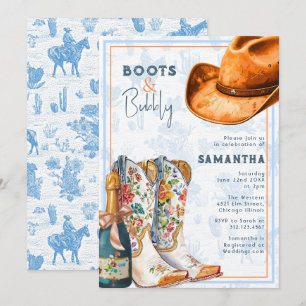 Boots & Bubbly Western Toile Bridal Shower Invitation