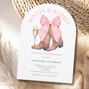 Boots Bubbly Western Watercolor Bridal Shower Invitation