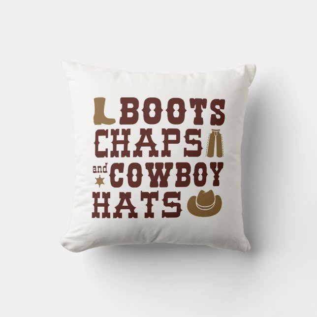 Boots Chaps And Cowboy Hats Cushion (Front)