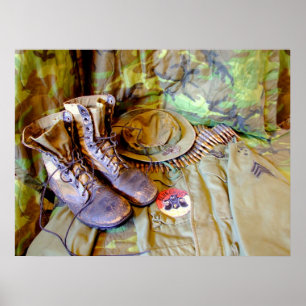 Boots, CIB, Sgt stripes, and Blue Ghost poster