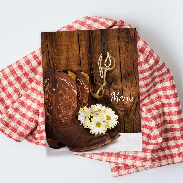 Boots, Daisies and Horse Bit Western Wedding Menu (Creator Uploaded)