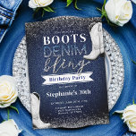 Boots Denim Bling Diamond Blue Jeans 30th Birthday Invitation<br><div class="desc">A modern, elegant and chic denim and diamonds theme invitation for a 30th birthday party for women. It features modern, white typography and the title "Boots, Denim & Bling", with the word "bling" in modern calligraphy and layered with a rhinestones effect (this is a digital effect, not real glitter or...</div>