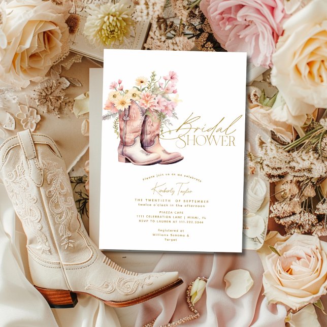 Boots Floral Flowers Floral Cowgirl Bridal Shower Invitation (Boots Floral Flowers Floral Cowgirl Bridal Shower Invitation)
