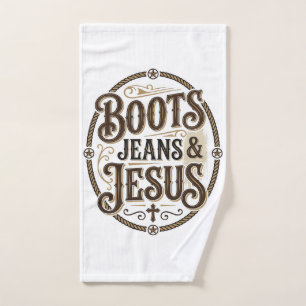 Boots Jeans & Jesus Vintage Western Faith Hand Towel