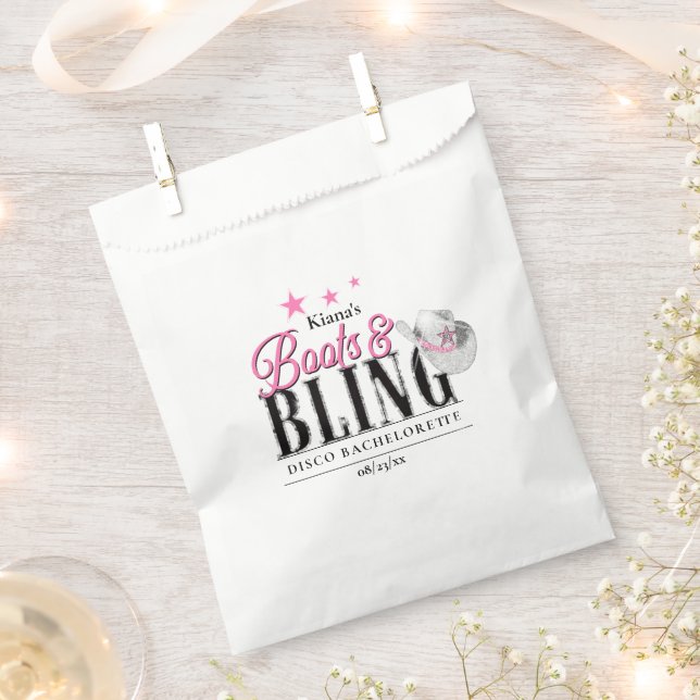 Boots 'n Bling Disco Bachelorette ID925 Favour Bags (Clipped)