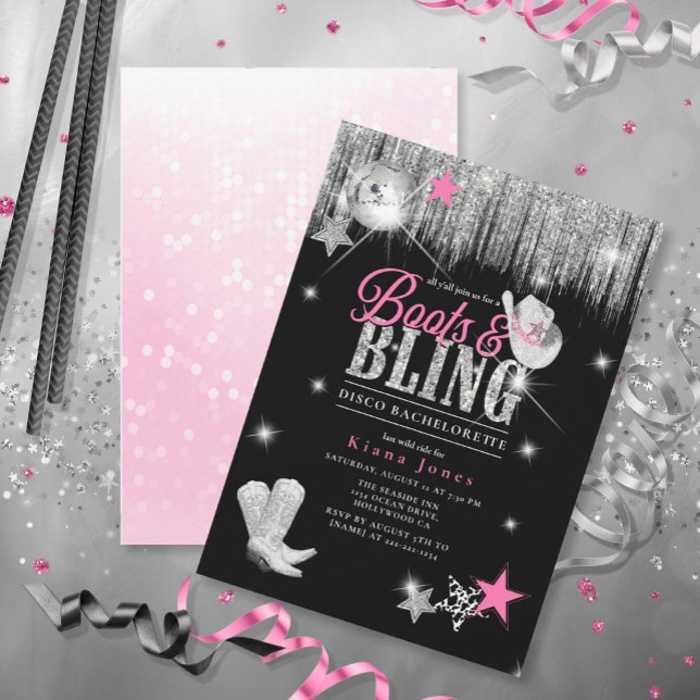 Boots 'n Bling Disco Bachelorette ID925 Invitation (Creator Uploaded)