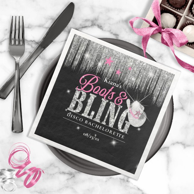 Boots 'n Bling Disco Bachelorette ID925 Napkin (Creator Uploaded)