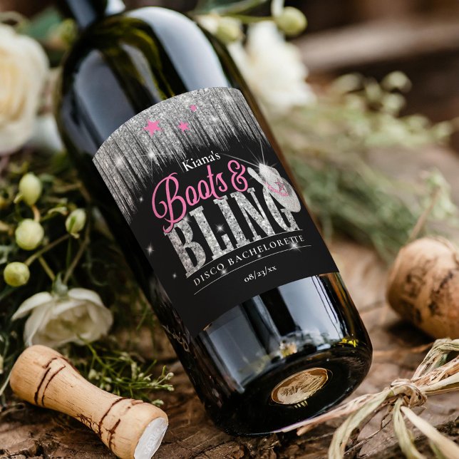 Boots 'n Bling Disco Bachelorette ID925 Wine Label (Creator Uploaded)