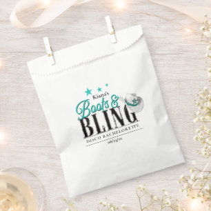 Boots 'n Bling Disco Bachelorette Teal ID925 Favour Bags