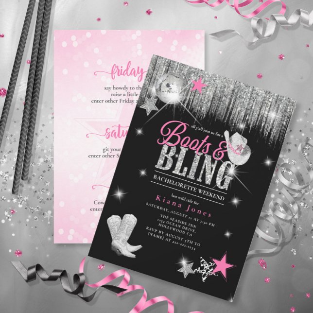 Boots 'n Bling Disco Bachelorette Weekend ID925 Invitation (Creator Uploaded)