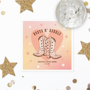 Boots N' Bubbly Cowboy Boots Heart Bridal Shower Napkin