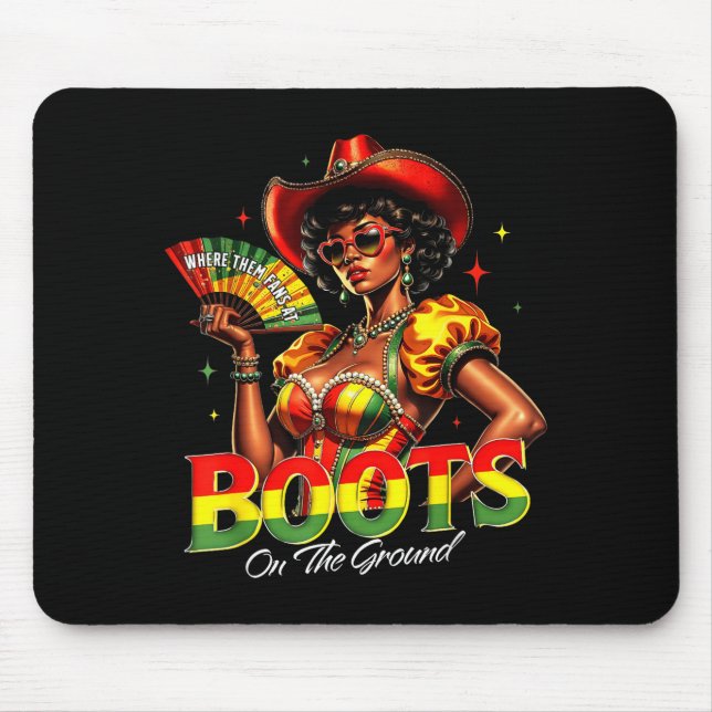 Boots On The Ground Afro Black Woman African Black Mouse Pad (Front)