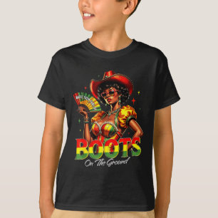 Boots On The Ground Afro Black Woman African Black T-Shirt