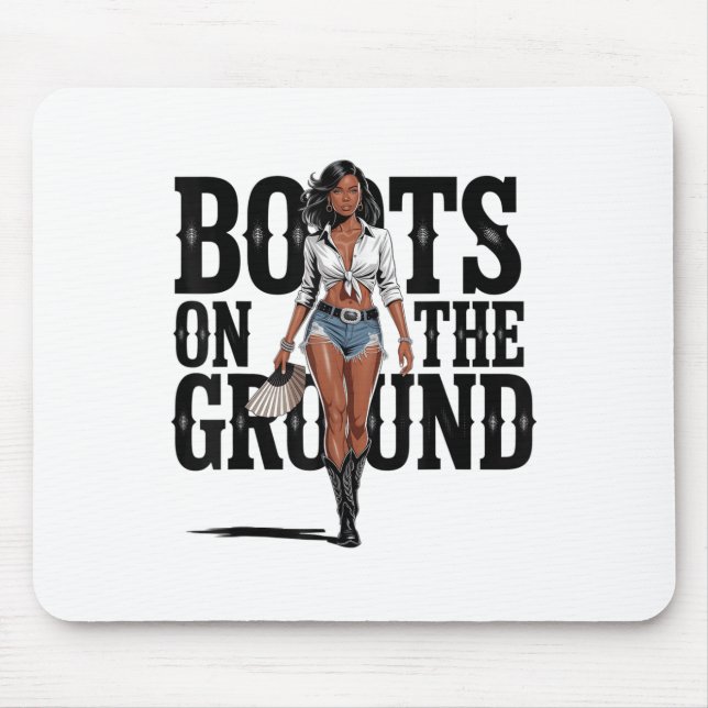 Boots On The Ground Black Cowgirl Melanin Women  Mouse Pad (Front)