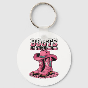 Boots On The Ground Country Cowboy Western Cowgirl Key Ring