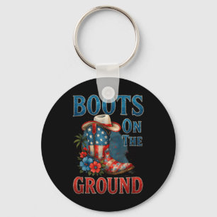 Boots On The Ground Cowgirl 4th Of July All Americ Key Ring