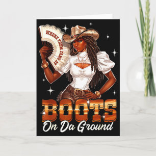 Boots On The Ground Cowgirl Black Women Africa Bla Card