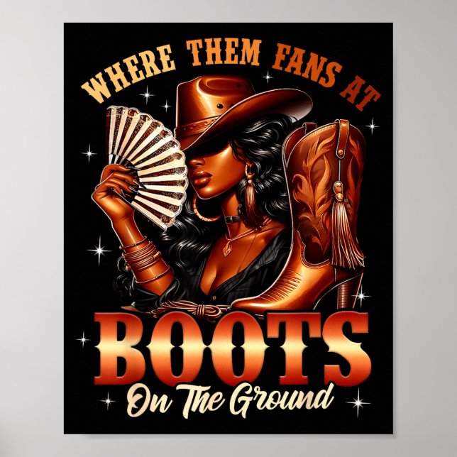 Boots On The Ground Cowgirl Black Women Africa Bla Poster (Front)