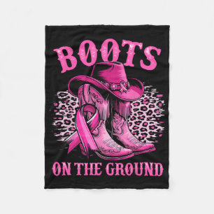 Boots On The Ground Cowgirl Western Breast Cancer  Fleece Blanket