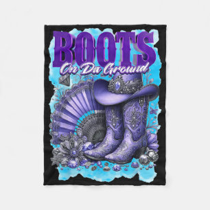 Boots On The Ground Funny Cowgirl Boots Bling Wome Fleece Blanket