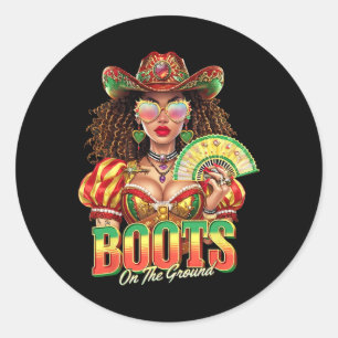 Boots On The Ground Juneteenth Black Cowgirl Weste Classic Round Sticker