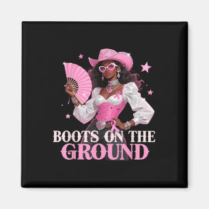 Boots On The Ground Pink Cowgirl Breast Cancer Wes Magnet