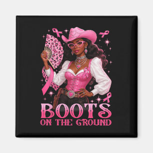 Boots On The Ground Pink Cowgirl Breast Cancer Wes Magnet