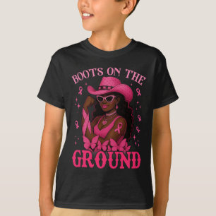 Boots On The Ground Pink Cowgirl Breast Cancer Wes T-Shirt