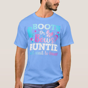 Boots or Bows Auntie Gender Reveal Baby Shower Ann T-Shirt