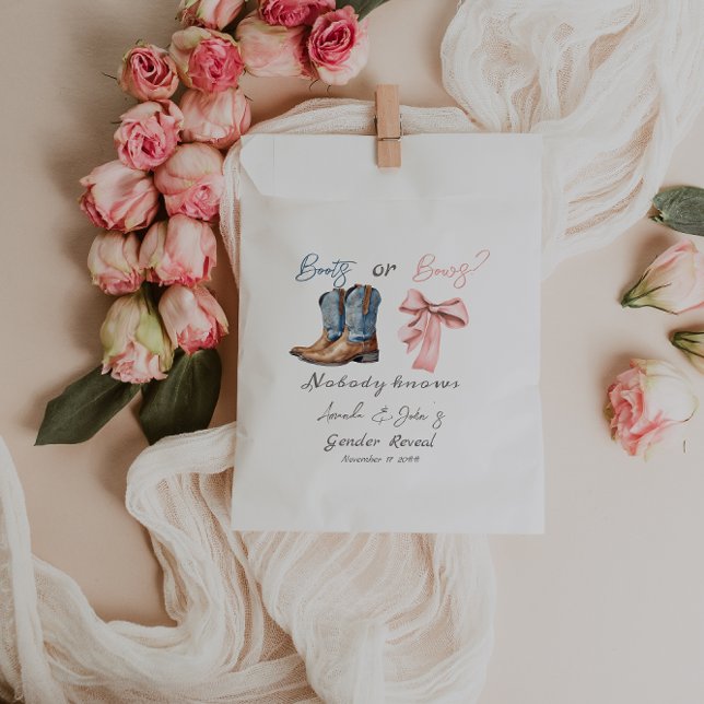 Boots or Bows Blue Pink Gender Reveal Party Favour Bags (Creator Uploaded)