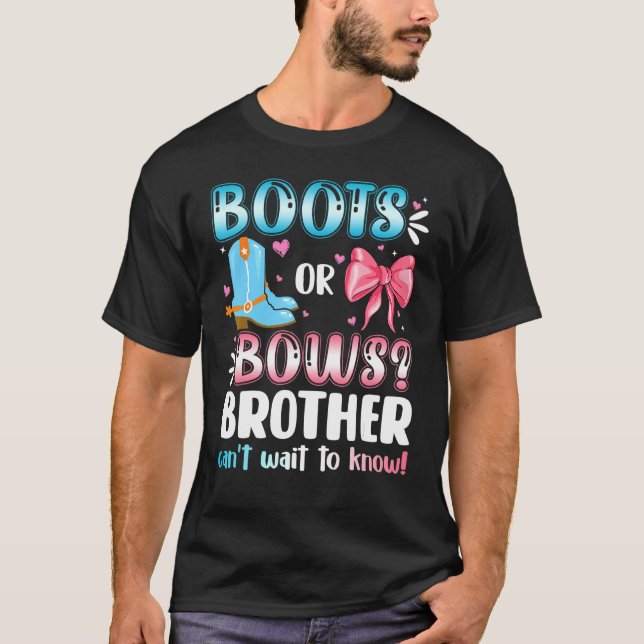 Boots Or Bows Brother Gender Reveal Baby Shower Pr T-Shirt (Front)