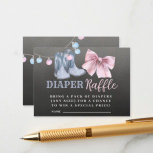 Boots or bows diaper raffle Enclosure Card.