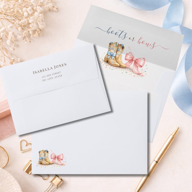 Boots or Bows Elegant Gender Reveal Envelope (Creator Uploaded)