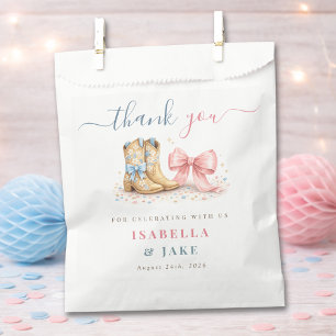 Boots Or Bows Elegant Gender Reveal Thank You Favour Bags