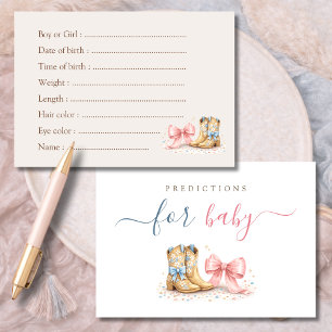 Boots Or Bows Gender Reveal Baby Predictions Card