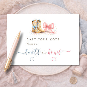Boots Or Bows Gender Reveal Cast Your Vote Thank You Card