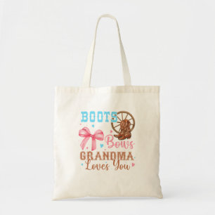 Boots Or Bows Gender Reveal Decorations Grandma Lo Tote Bag