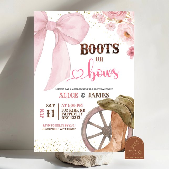 Boots Or Bows Gender Reveal Invitation (Creator Uploaded)