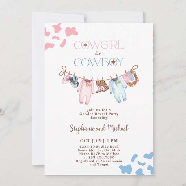 Boots or Bows Gender Reveal Invitation (Front)