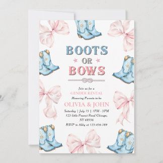 Boots or Bows Gender Reveal Invitation Card