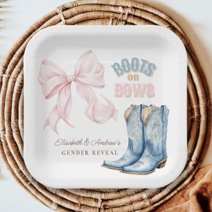 Boots or Bows Gender Reveal Paper Plate