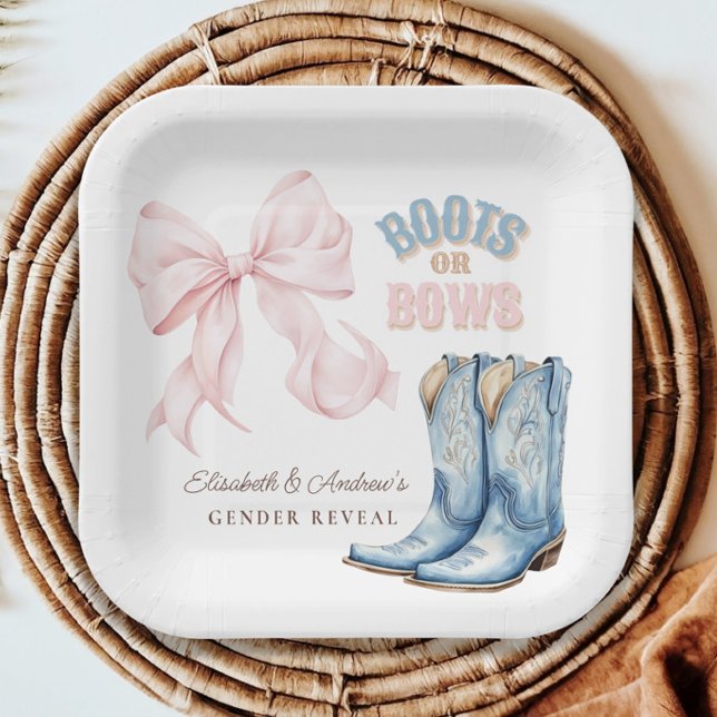 Boots or Bows Gender Reveal Paper Plate (Creator Uploaded)