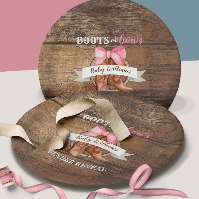 Boots or Bows Gender Reveal Paper Plate (Creator Uploaded)