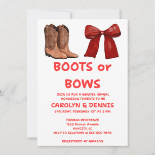 Boots or Bows Gender Reveal Party Invitation
