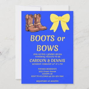 Boots or Bows Gender Reveal Party Invitation