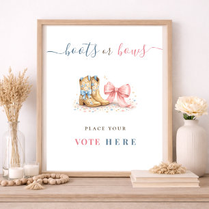 Boots Or Bows Gender Reveal Place Your Vote Here Poster