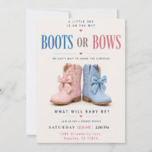 Boots or Bows Gender Reveal QR Code Pink or Blue